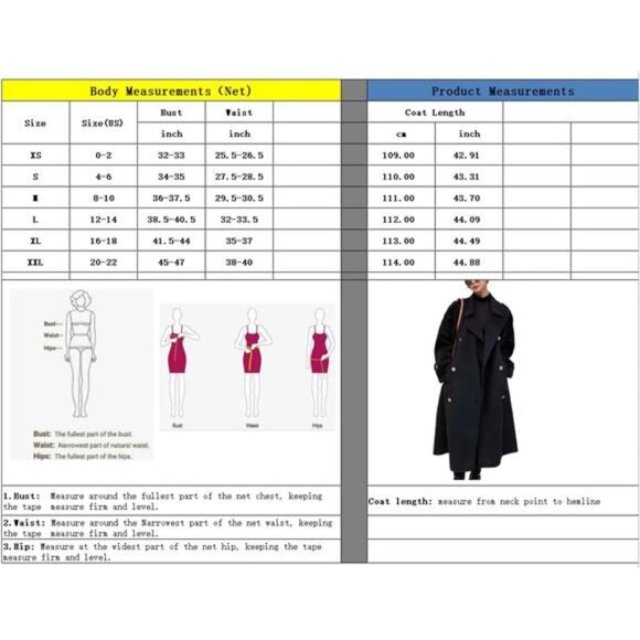 Women's Winter Double Breasted Midi Long Wool Pea Coat Notch Lapel Winter Coat - Picture 6 of 7